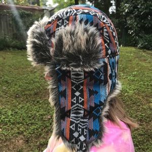 Adora Tribal Faux Fur Trapper Hat Multicolor